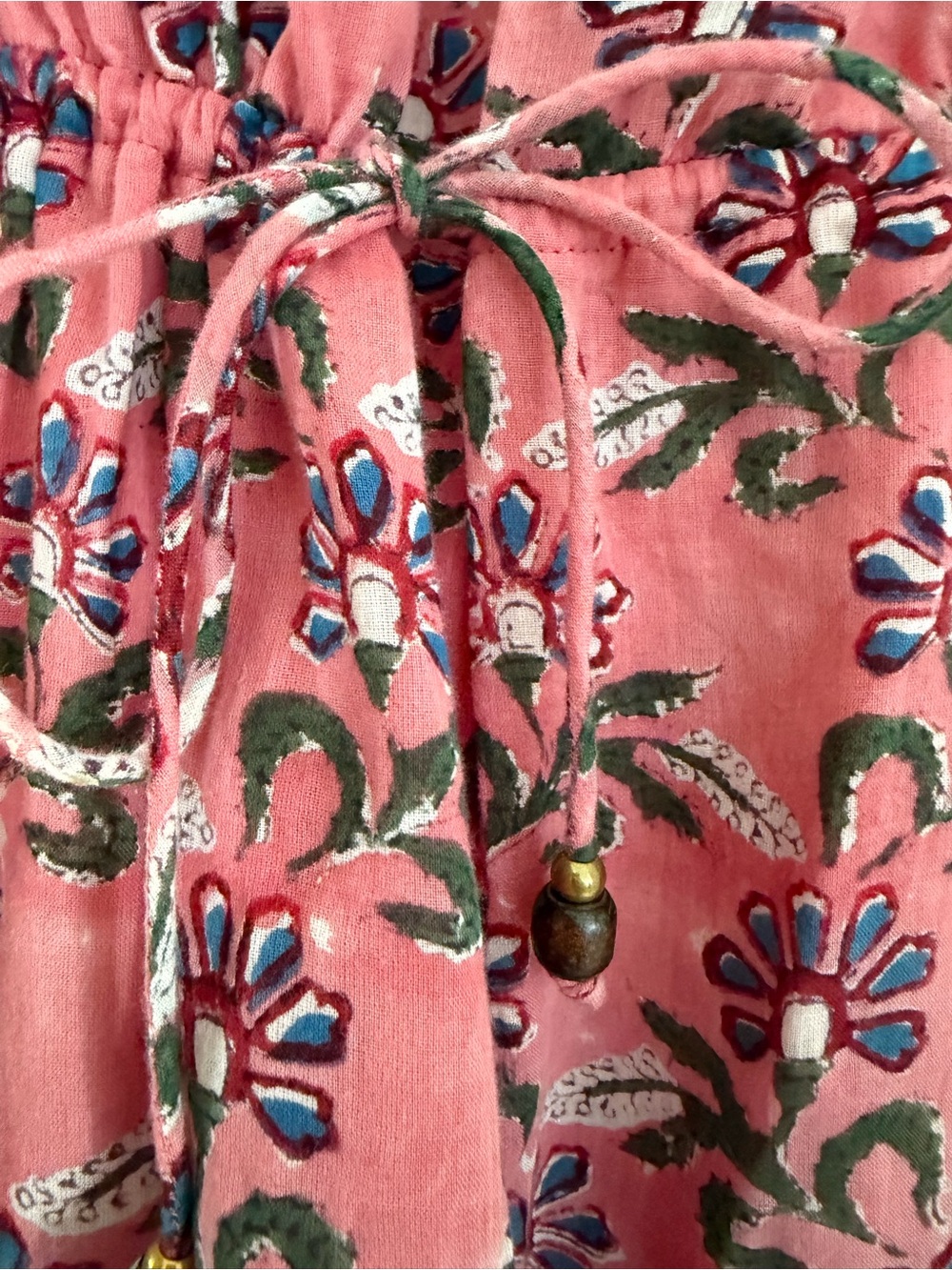 Oliphant Pink Floral Cinched-waist mini dress with short flutter sleeves. - Picture 4 of 5